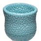 Fired cup with turquoise crawl glaze on light clay. Crawling texture when fired to cone 5 or 6.